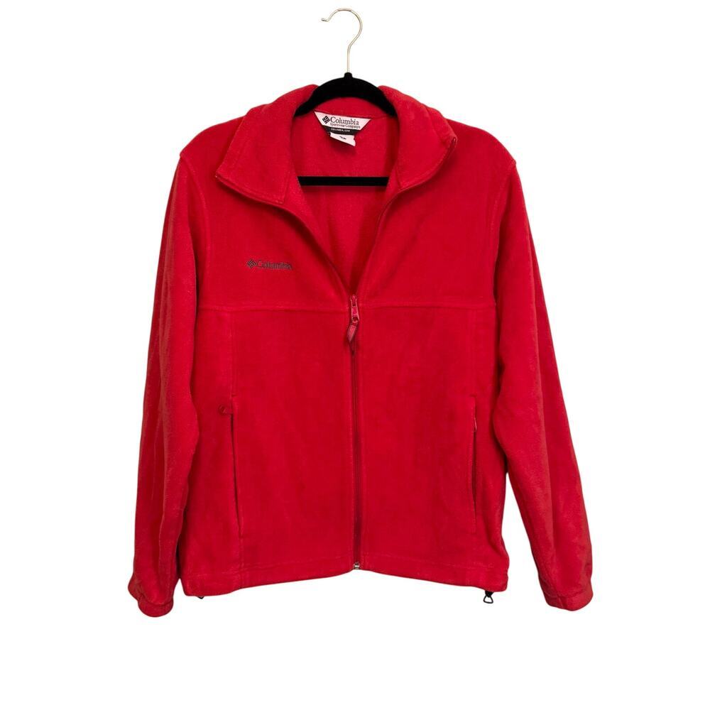 Columbia Jacket Mens Small Red Steens Mountain Fleece Full Zip Mock Neck Outdoor